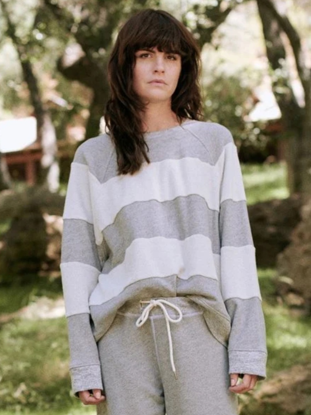 The Great Gray Cotton Blend The Reverse Stripe Slouch Sweatshirt Top Sz. 1 (S)